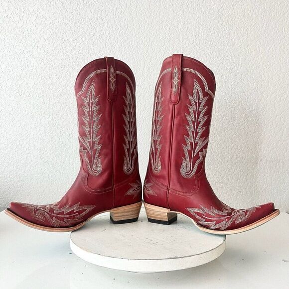 Lane LEXINGTON Cowboy Boots Womens 11 Red Leather Western Cowgirl Mid Calf Tall - Picture 7 of 11